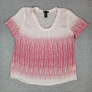 Apostrophe Top Womens Size XL Sheer Pink White TINY FLAW